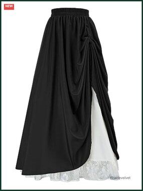 Women's Renaissance Maxi Skirt Layered Ruffle Victorian Cosplay